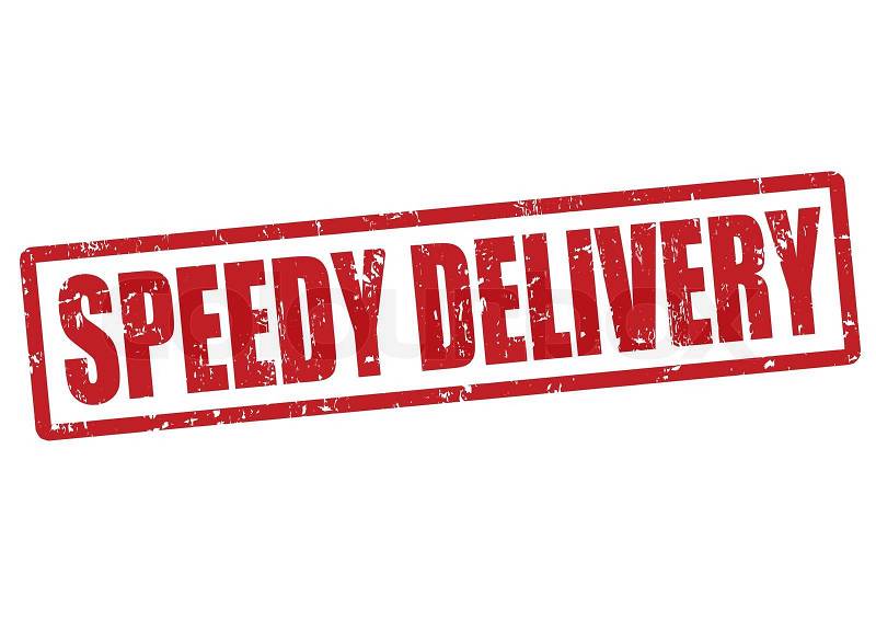 Speedy delivery grunge rubber stamp on white, vector illustration | Vector | Colourbox